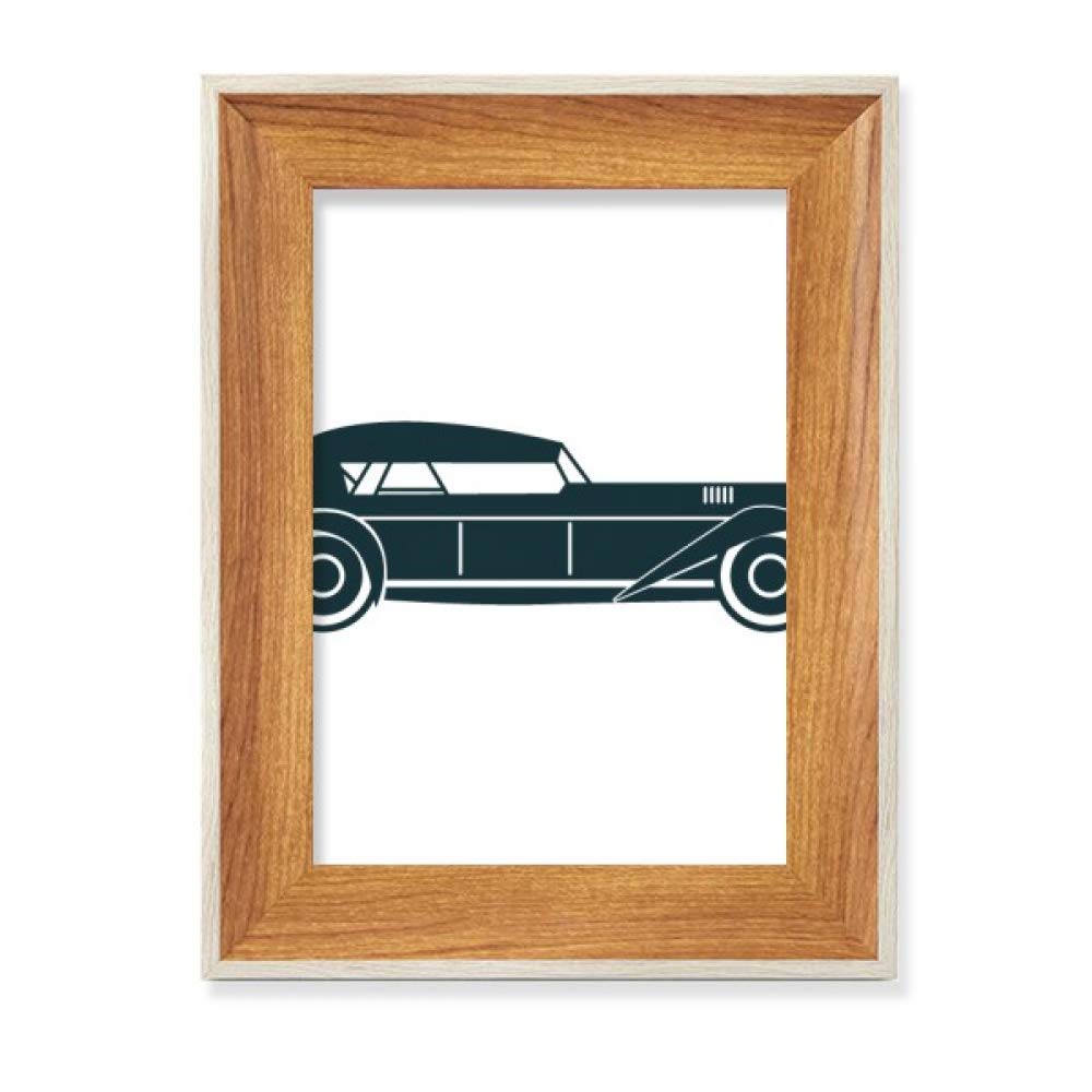 Coches clásicos en marco de fotos de madera verde para decoración de escritorio