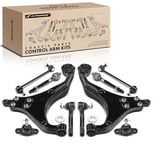 A-Premium Set of 10, Front Lower Control Arm, Sway Bar Link, Lower Ball Joint, Inner & Outer Tie Rod End, Compatible with Kia Sportage 2005-2010, Hyundai Tucson 2005-2009