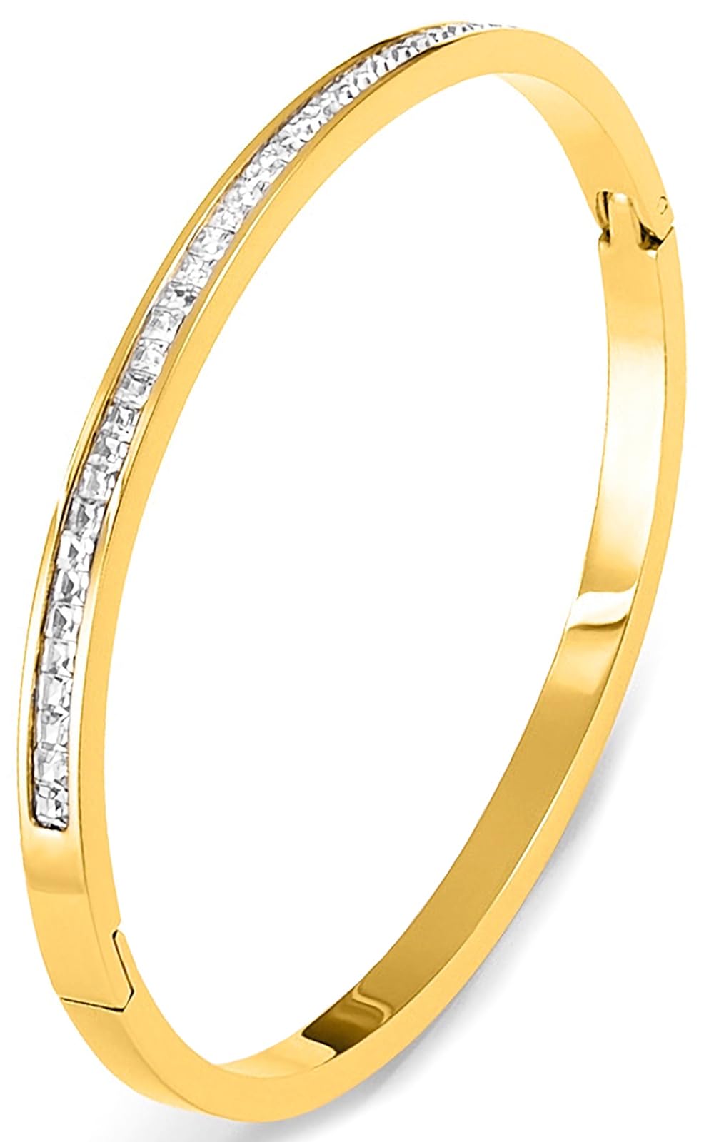 TidefireStainless Steel Crystal Cubic Zirconia Bracelet 18K Gold Plated Women Bracelet Titanium Steel Bangle