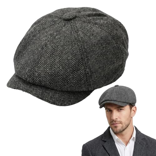 Mens Flat Cap Peaky Blinders Hat for Men Flat Caps for Men UK Classic Retro Style Headwear for Urban Commuting and Outdoor Activities Vintage Design Fashion Accessory Black