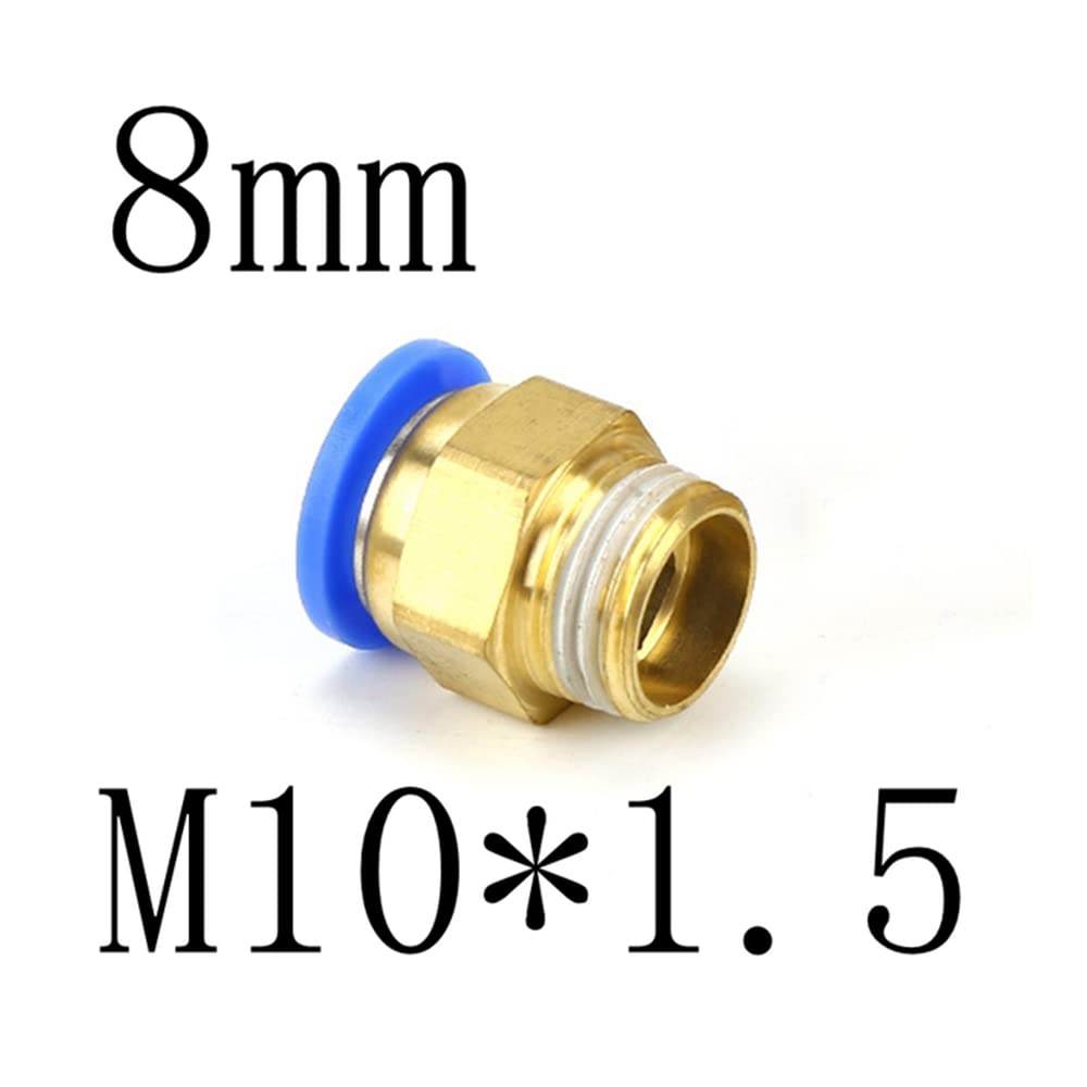 ezqnirk 1PCS Metric Male Thread Straight Air Pneumatic Pipe Fitting Push in Quick Connector Tube OD 8mm,PC8-M10x1.5