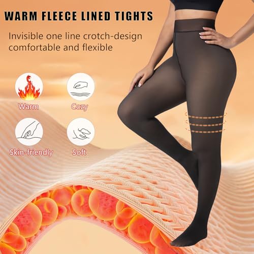 Image of Blostirno Women's Fleece Lined Tights Thermal Pantyhose Leggings Opaque Winter Warm Thick Stockings Tights