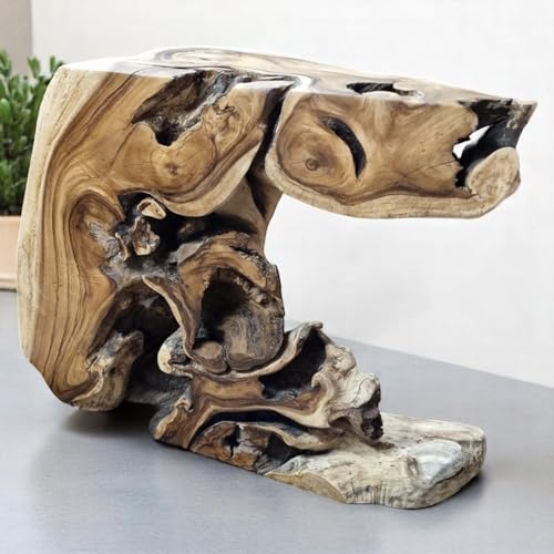 Aparador de madera maciza de Suar de raíz, aparador hecho a mano en Indonesia, ejemplar único con vetas exóticas, consola asiática de madera raíz, 150 x 111 x 54 cm