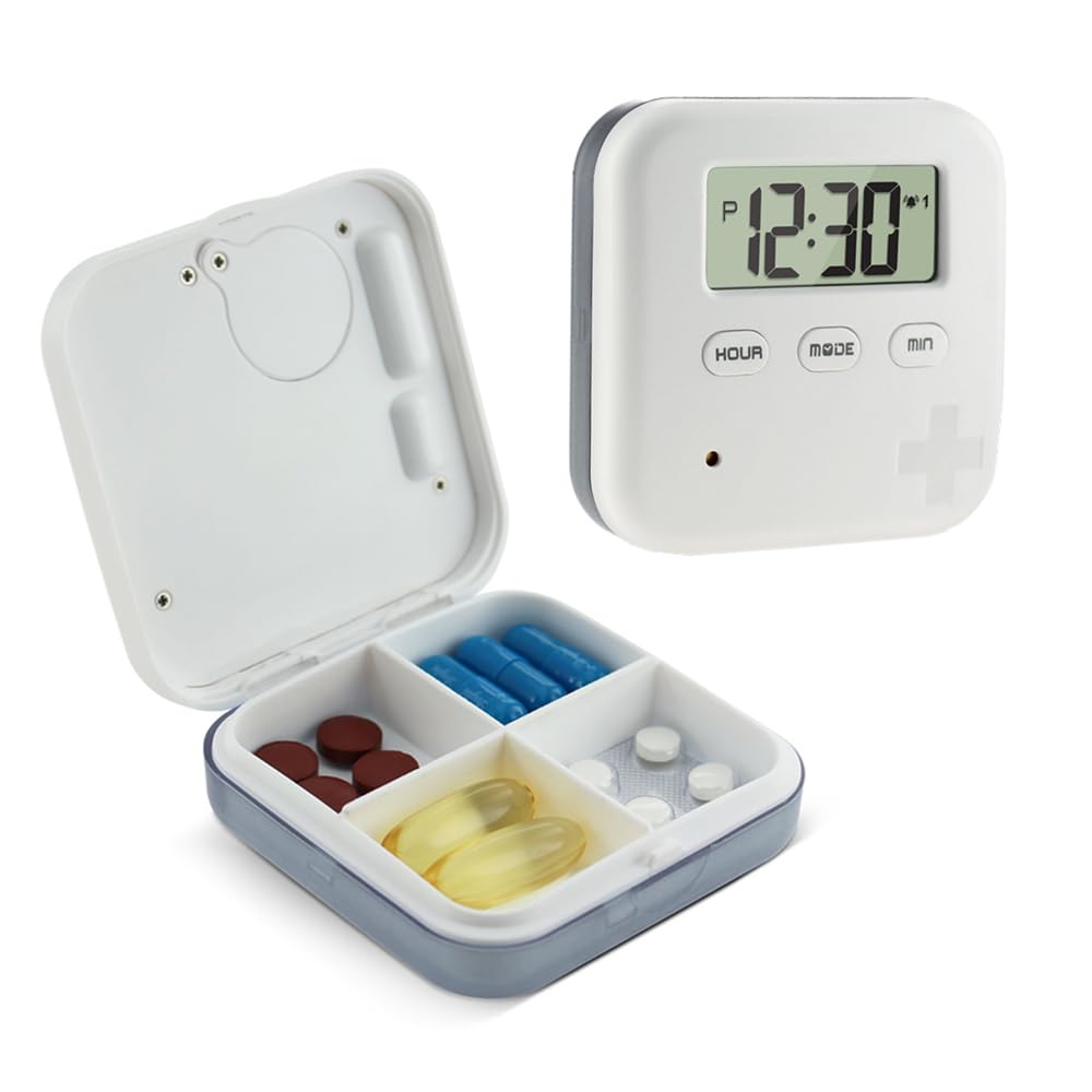Smart Pill Case Pill Organizer Pill Box Electronic Timer Alarm Clock Reminder Pill Storage Dispenser Portable Pill Reminder Pill Case for Home Travel