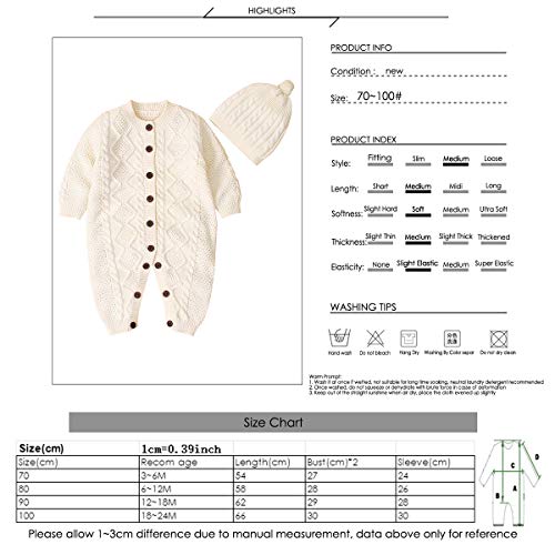 Borlai 2 STKS Baby Romper Pasgeboren Warm Gebreide Trui Jumpsuit met Hoed 3-24 Maanden - Image 8