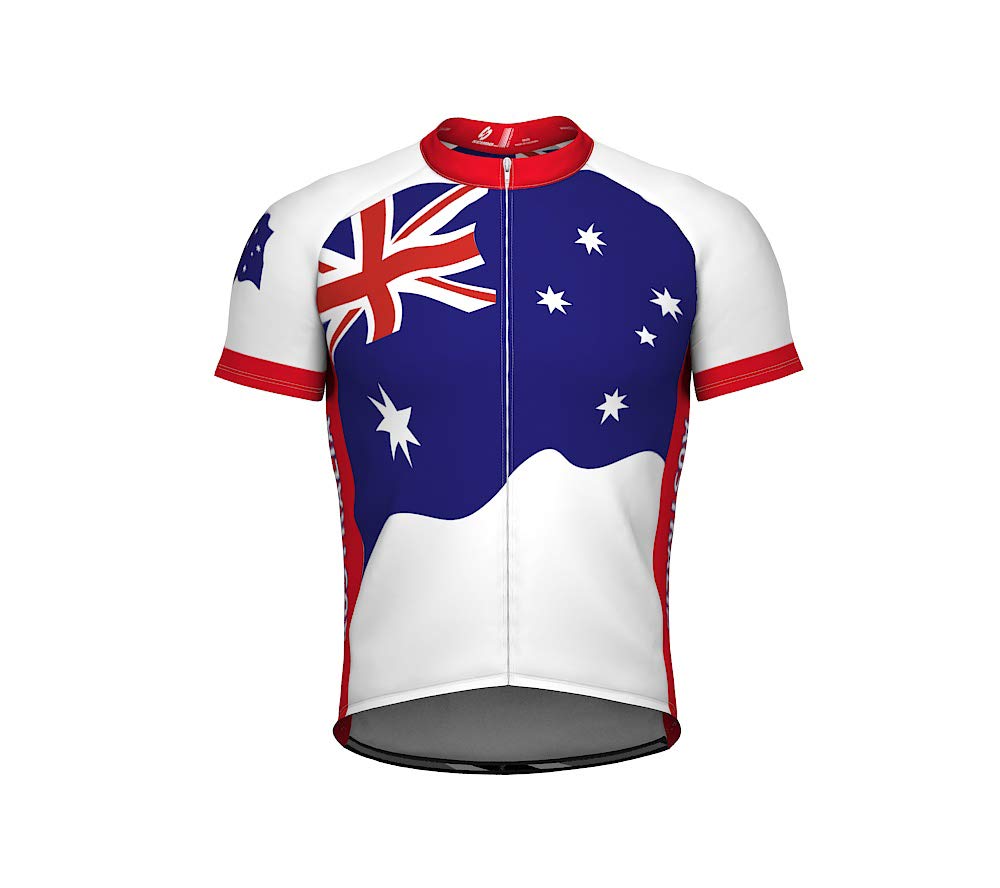 ScudoPro Australia Emblem Full Zipper Bike Short Sleeve Cycling Jersey for Men - Size M Multicolored
