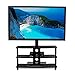 Universal Tabletop TV Stand Base - Replacement VESA Desktop Center Mount Bracket with AV Media Glass Shelf, Fits 27, 29, 30, 32, 37, 40, 47, 50, 55 Inch TVs, Height Adjustable, VESA 400x400, Black