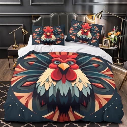 Housse de couette poulet fermeture éclair lit double anti-pli - 4