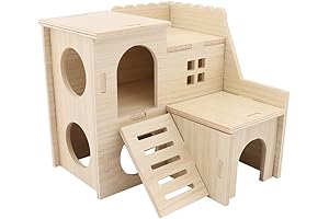 Hamster Maze Wood House with Slide and Hut for Small Animals