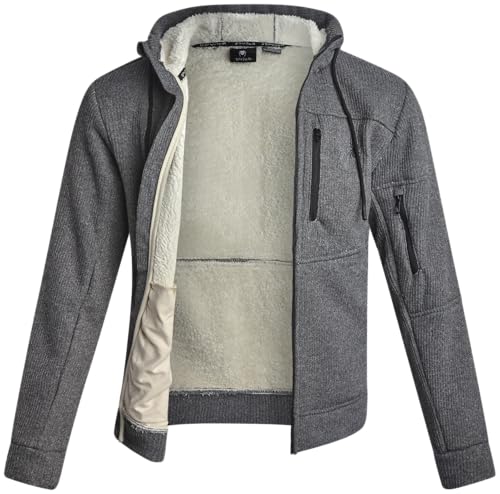 Spyder Mens Sherpa Fur Hoodie - Soft Stretch Waffle Knit Full Zip