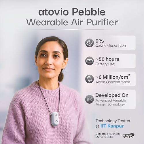 Image of Atovio Clean Air Kit | Corporate Gifts for Employees, Clients & Teams | Premium Wellness Gift Box with Wearable Air Purifier, N99 Mask, PM2.5 Filters & Nasal Strips - Moonlight Black