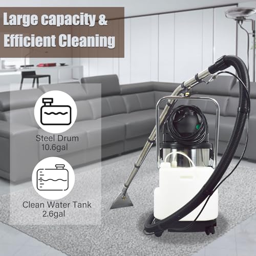 Yokoma Commercial Carpet Cleaning Machine Professional Carpet Extractor Carpet Extraction Cleaners Carpet Cleaning Equipment Floor Cleaner with Spray & Extraction for Hotel Office 40L 1000W 110V