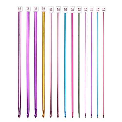 Yehapp 11pcs 27CM Crochet Hooks Set, Multi-Color 2mm-10mm Handle Crochet Hooks Knitting, Tomorotec Art Aluminum Knitting Needles for Yarn Craft Set,Weave Yarn Set