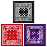 Incluye 3 pañuelos de vaquero en rojo, negro y azul marino.