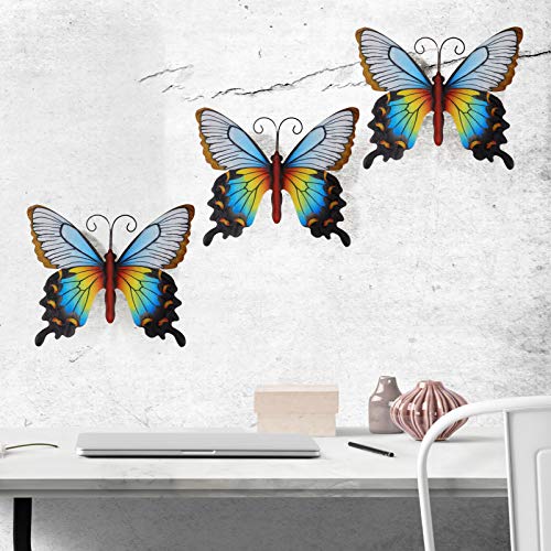 Yardwe Decorações de Parede Borboleta de Ferro Arte Da Parede Do Metal Escultura de Parede Do Jardim