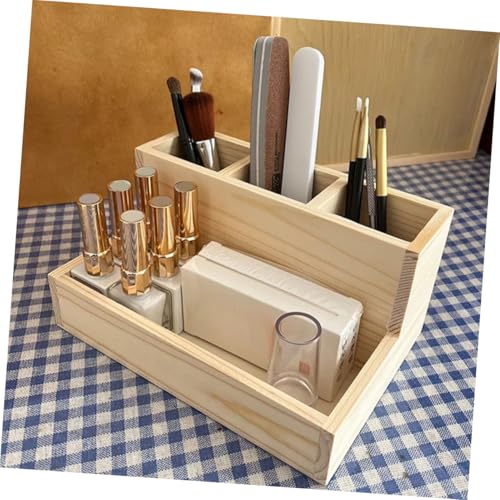 OFFIGAM 実木製コスメ収納ボックス 大容量メイクアップオーガナイザー ジュエリー収納ケース 多機能デスクトップ整理整頓用