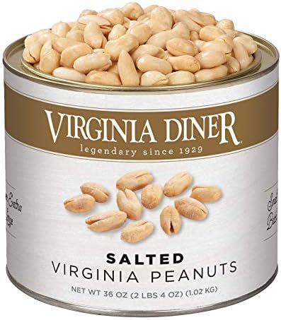 Virginia Diner Salted Gourmet Peanuts (36 Ounce 2.25 Pound Pack of 1) Virginia Nuts Blister Roasted for Perfect Crunch, All Natural Ingredients, Heart Healthy Snack, Virginia Peanuts Lightly Salted