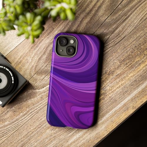 Coque iPhone 15 rigide anti-rayures motif abstrait violet