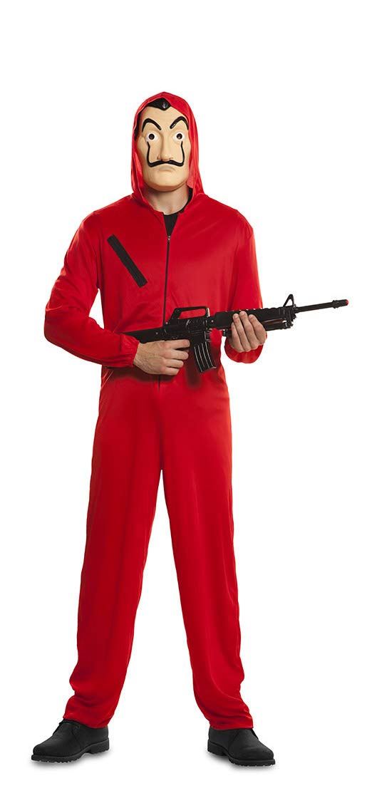 Ciao Unisex Rosso Original Casa De Papel House Robber Jumpsuit And Mask, Adult Costume, Red, Size M/L, 706842, Taglia M/L