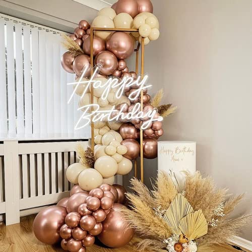 Image of PageebO Rose Gold Balloon Arch Kit-126pcs Rose Gold Balloons Sand White Balloons Chrome Gold Balloons with Golden Leaf for Baby&Bridal Shower, Birthday Party, Wedding, Grad, Anniversary Party