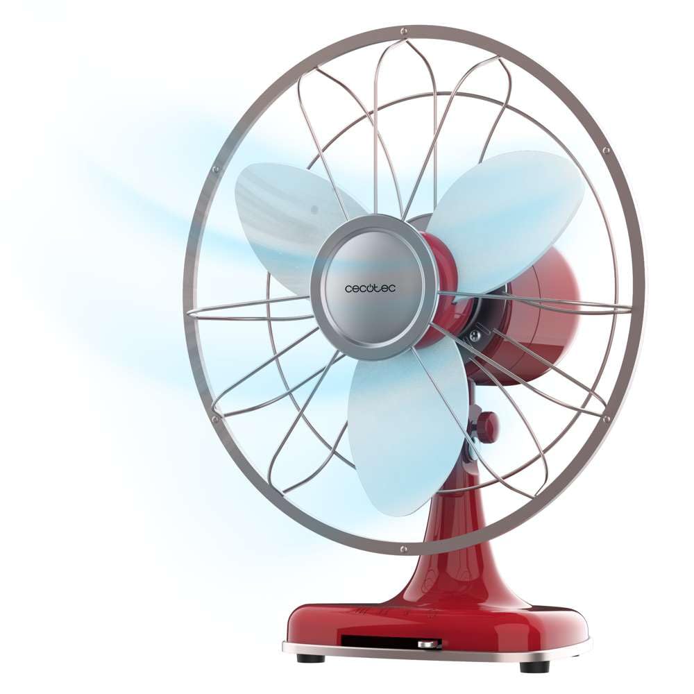 Cecotec Ventilador de Sobremesa EnergySilence 1090 RetroDesk Design. 40W de potencia, 12 Pulgadas, Diseño único y elegante, 3 Aspas aerodinámicas, 3 Velocidades, Oscilación 80º, Inclinación ajustable