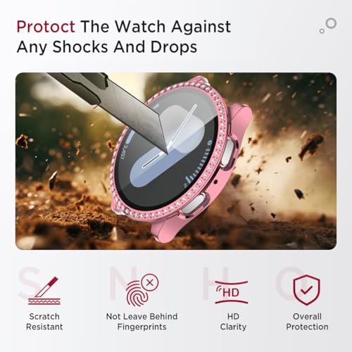 Coque Galaxy Watch 7抗震防刮40mm粉色全包钢化膜机壳