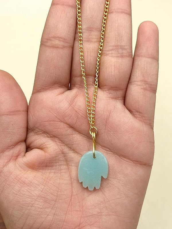 Hamsa Hand Necklace, Hand of Fatima Pendant, Charm, Healing Crystal Stone, Jewelry Gift for Women - Image 5