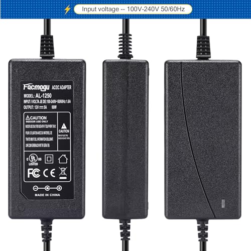 Facmogu 12V 5A Power Supply, AC 100-240V Adapter Converter Transformer 60W - Image 5