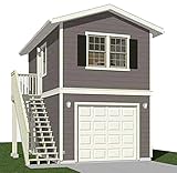 Garage Plans: Two Story, 1 Car Garage Plan 588-1 - 12'-3'(+4' Stair) x 24'