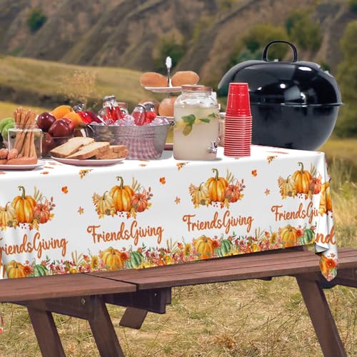 Nappe plastique citrouille automne anti-tache pour repas entre amis