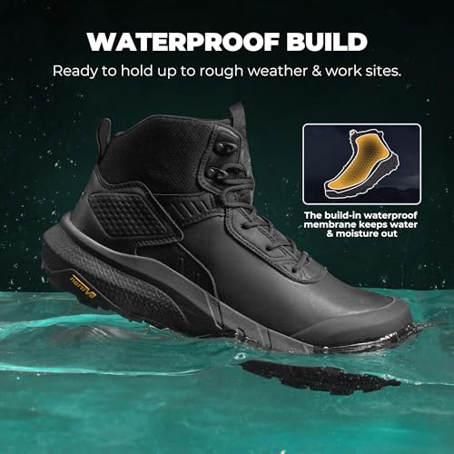 NORTIV 8 Composite Toe Boots for Men – Waterproof Lightweight Non-Slip ASTM F2412-24 & ASTM F2913-24 Safety Work Boots for Warehouse & Construction, VaporGuard-Nano4