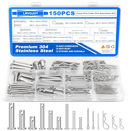 FL814 - FCCC MT Chassis Brake Pedal Clevis Pins - 2012-2019 Freightliner Custom Chassis MT55 & MT45 5 150PCS Premium 304 Stainless Steel Clevis Pins Cotter Pins R Clips Assortment Kit, 15 Sizes Single Hole Flat Head Cotter Clips Fasteners for Trailer Hitch, Automotive, Machinery Use