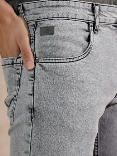 Image of WROGN Men's Stretch Cotton Jeans | Solid | Slim Fit