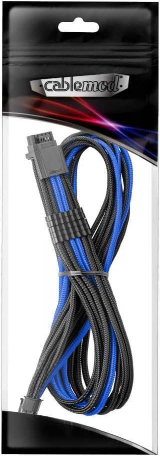 CableMod Universal Pro ModMesh Sleeved 12V-2x6 12VHPWR StealthSense Direct PCIe Cable (Black + Blue, 16-pin to 16-pin, 60cm)