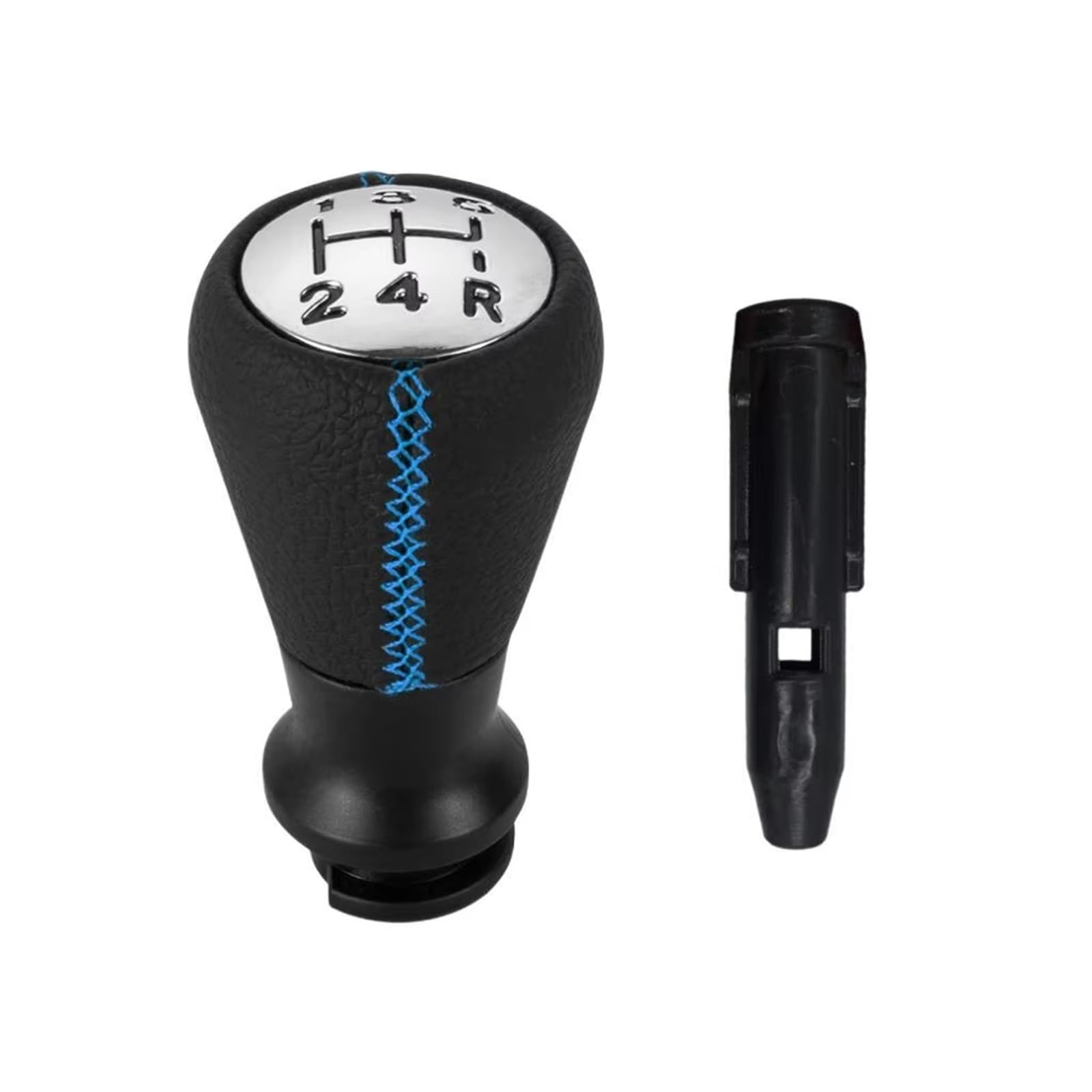 Qwqaab Blue A Manual Gear Knob For Peugeot 207 307 406 For C3 C4 C5 Chrome Collar Case Manual Gear Shift Knob Pu Gaiter Boot(Blue A)