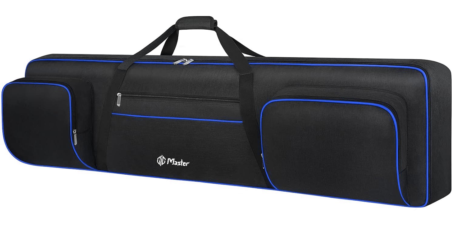 GIG Master Heavy Padded Keyboard Bag/Cover/Case for Yamaha P-45, 88 Keys Digital Piano with Dust Cover & Double Pocket(Black & Blue)-image-13