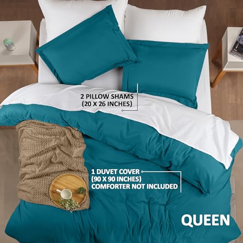 Image of Utopia Bedding Duvet Cover Queen Size - 3 Piece with Zipper Closure - 1 Comforter Cover 90X90 Inches & 2 Pillow Shams 20X26 Inches (Denim Blue) Comforter Not Included