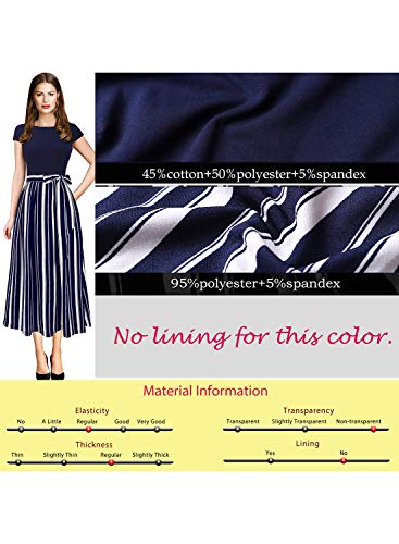 VFSHOW Womens Elegant Patchwork Pockets Belted Pleated Work Office Business Casual Party A-Line Midi Dress - Image 7