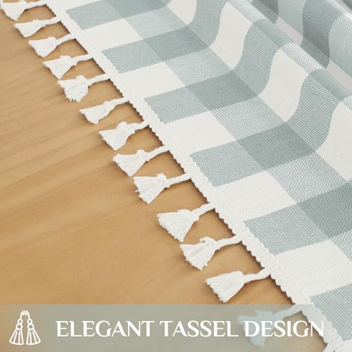 Softalker-Spring-Checkered-Tablecloth-Rectangle-Heavy-Weight-Linen-Cotton-Gingham-Boho-Table-Cloth-with-Tassel-Wrinkle-Free-Buffalo-Plaid-Table-Cover-for-DiningPartyOutdoor-55-x-84-Inch-Aqua Softalker Spring Checkered Tablecloth Rectangle Heavy Weight Linen Cotton Gingham Boho Table Cloth with Tassel Wrinkle Free Buffalo Plaid Table Cover for DiningPartyOutdoor 55 x 84 Inch Aqua