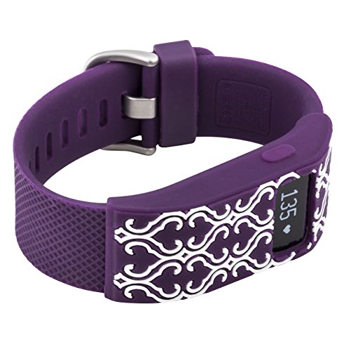 WITHit XO Your Sister Designer Sleeve Compatible with The Fitbit Charge/Fitbit Charge HR - Band Cover - Arabesque Plum/White