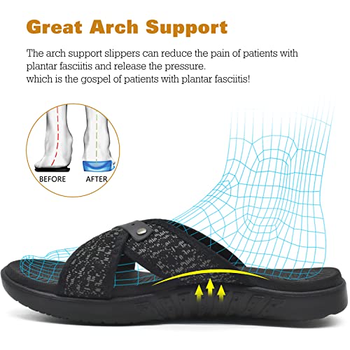 ONCAI Mens Criss Cross Sandals,Arch Support Recovery Sport Slippers Slides with Plantar Fasciitis Orthotic Footbed3