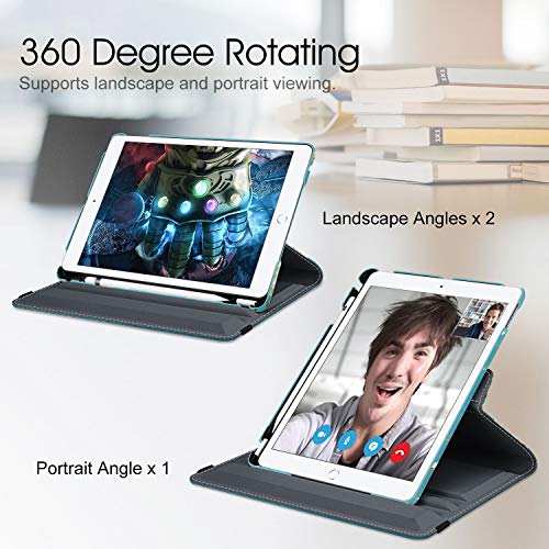 Image of Fintie Rotating Case for iPad 9th Generation (2021) / 8th Generation (2020) / 7th Gen (2019) 10.2 Inch - 360 Degree Rotating Stand Cover with Pencil Holder, Auto Wake Sleep, White Blossom