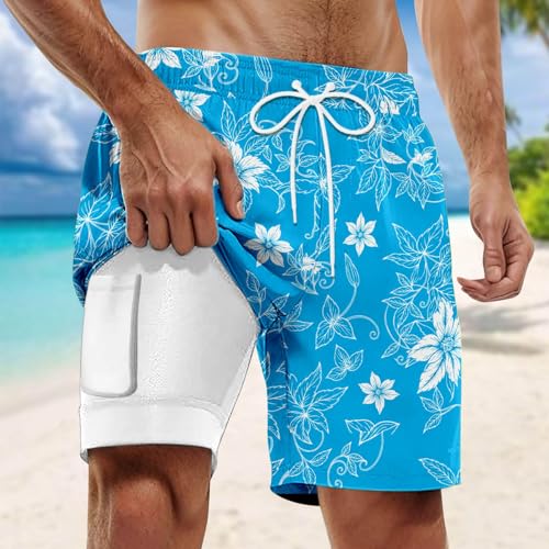 Bañador slip de hombre con estampado de palmeras y doble capa para piscina 3