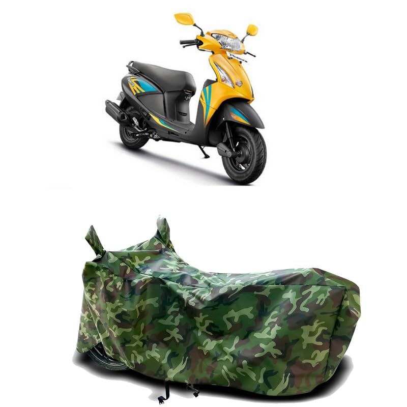 Image of DUFFEL-100% Heat Protection Two Wheeler Bike /Scooty Body Cover for Hero Pleasure 110 Water Resistance /UV-Rays /Birds Dropping /Scratchproof /Dust Proof /Waterproof[Green Jungle Print]