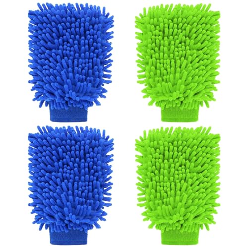 agogue 4 guantes de lavado para coche, juego de manos para el cuidado del coche, guantes de microfibra para el cuidado del coche, guantes de limpieza para lavado de coche, pulido suave y suave