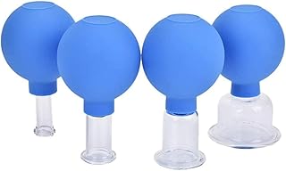 SKEIDO Face Cupping Therapy Sets - Glass Facial Vacuum Suction Massage Cups for Facelift, Wrinkles and Anti Cellulite Body Cup Lymphatic Fascia Massager for Face & Body -Blue