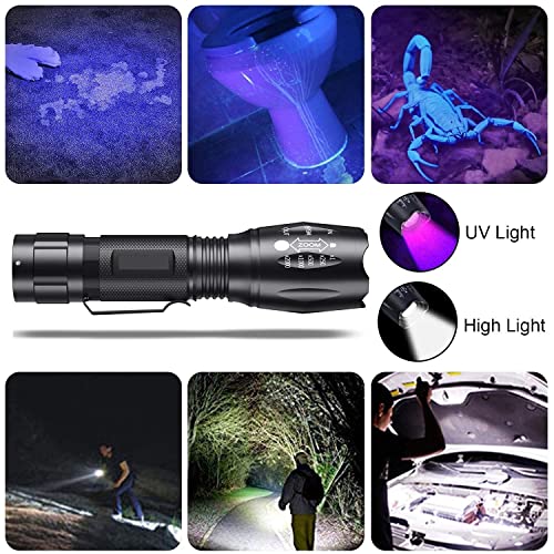 Black Light ,Flashlight, Led Uv Torch 2 In 1 Blacklight With 500Lm Highlight, 4 Mode, Waterproof For Pet Clothing Food Fungus Detection/Night Fishing/Travel #TOP2