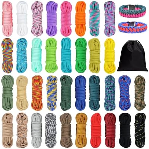 36 Colors Paracord Cord 550 Combo Kit, 10 Feet 4mm Parachute Cord...