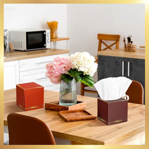 Image of Fourluoo 12 Pack Facial Tissues Cube Boxes Face Box 600 Sheets 3 Ply Soft Paper Square Tissues Bulk for Car Pocket Toilet Household Bedroom Family (Maillard Color)