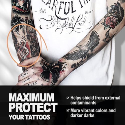 Image of Tattoo Aftercare Bandage Roll, with Sliding Cutter 6 Inch x 2.2 Yards | Transparent Protective Film, Waterproof, Breathable, Stretchable Wrap, Tattoo Protection, 6 x 79 Inch
